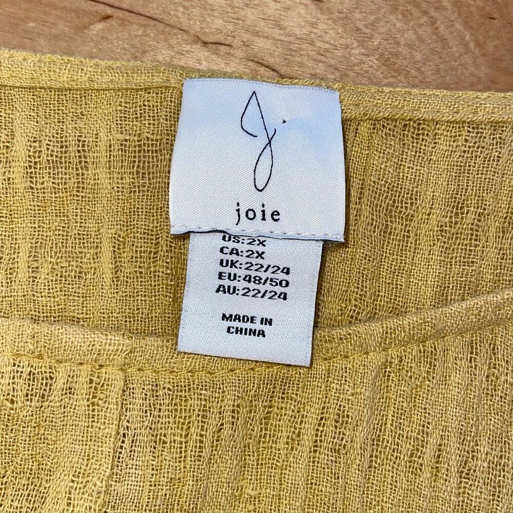 Joie NWT Women Top Shirt Blouse Linen Cotton Contrast Gauze Lagenlook Plus Sz 2X - Picture 5 of 8